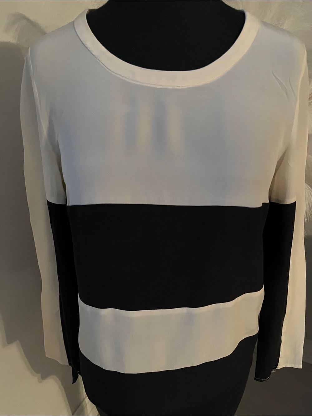 Patterson J. Kincaid Black and White Colorblock Long Sleeve Tee